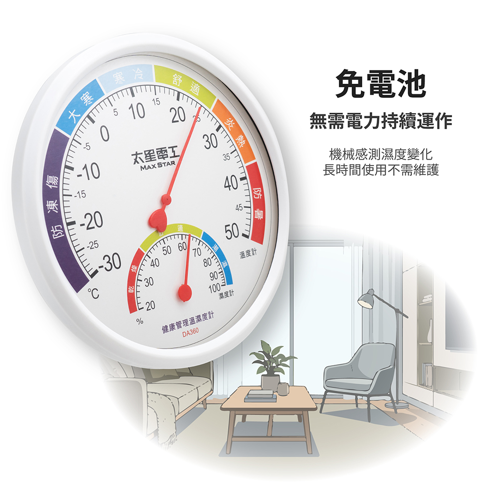 Health Management Thermometer and Hygrometer | Battery-Free, , large