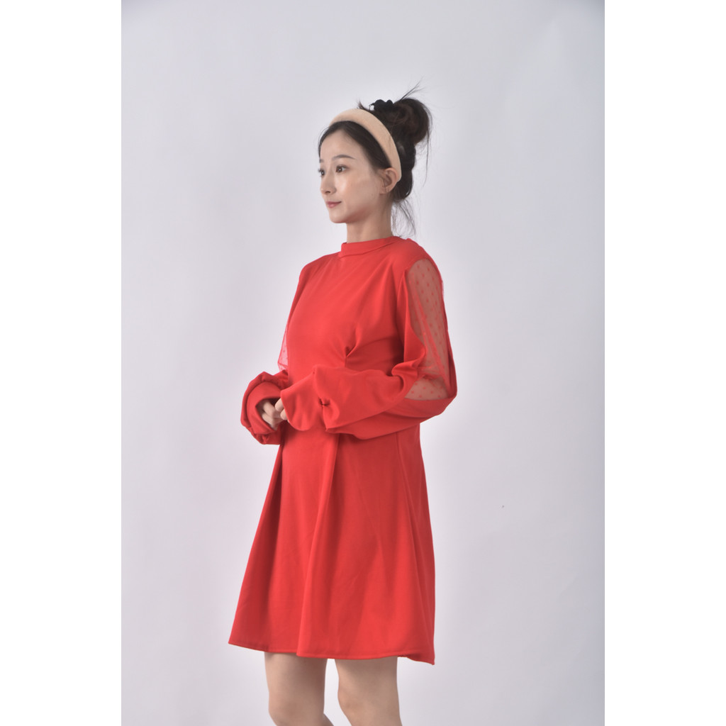 (L) 綁帶紅色洋裝二手衣, , large