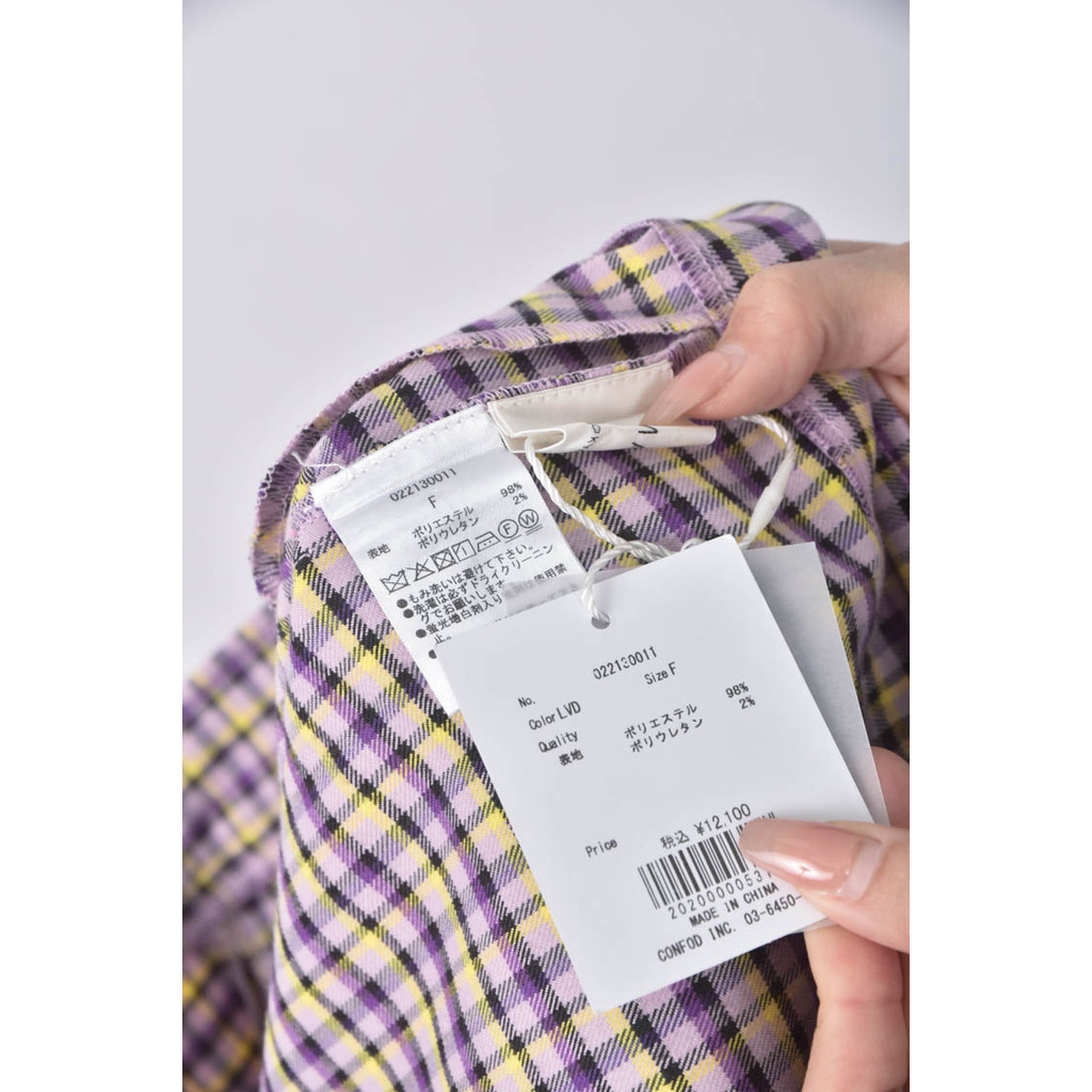 (F) amail高腰格紋紫色短褲二手衣, , large