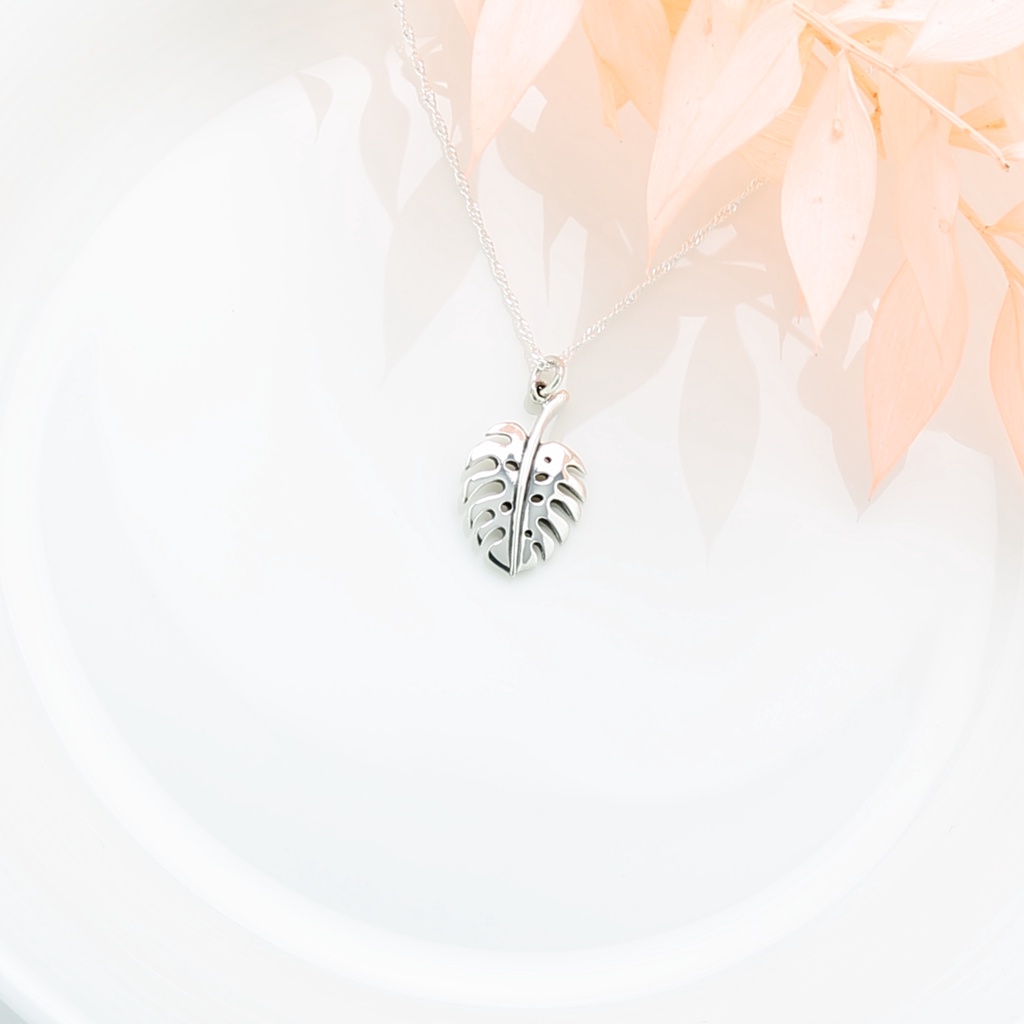 【Angel & Me】龜背芋 葉 Monstera s925 純銀 項鍊 生日 情人節 聖誕節 禮物, , large