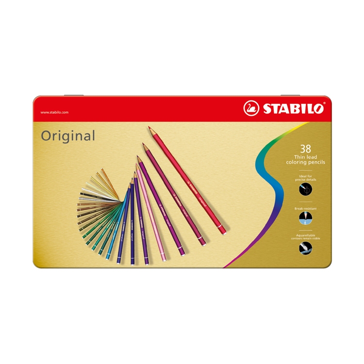 【德國天鵝STABILO】Original 藝術樂細緻色鉛筆12/24/38色(鐵盒)24色(ST8774-6), , large