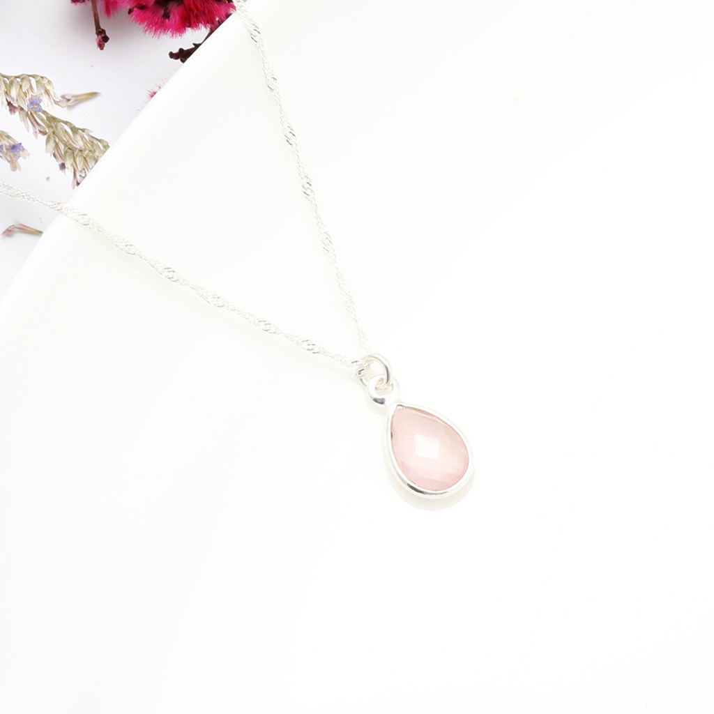 【Angel & Me】水滴 粉晶 (小) Rose Quartz s925 純銀 項鍊 禮物, , large