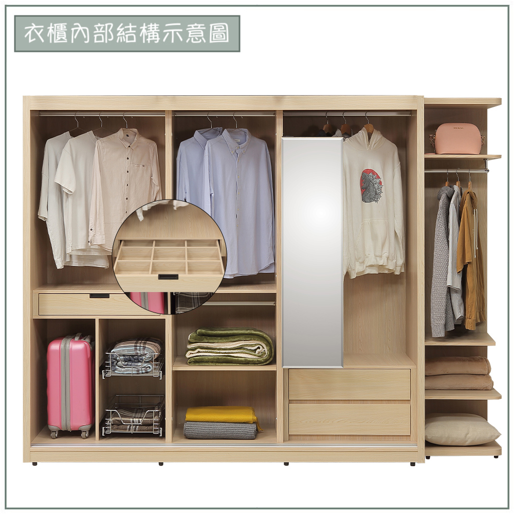 【唯熙傢俱】雷莎原木雙色8.6尺滑門衣櫃, , large