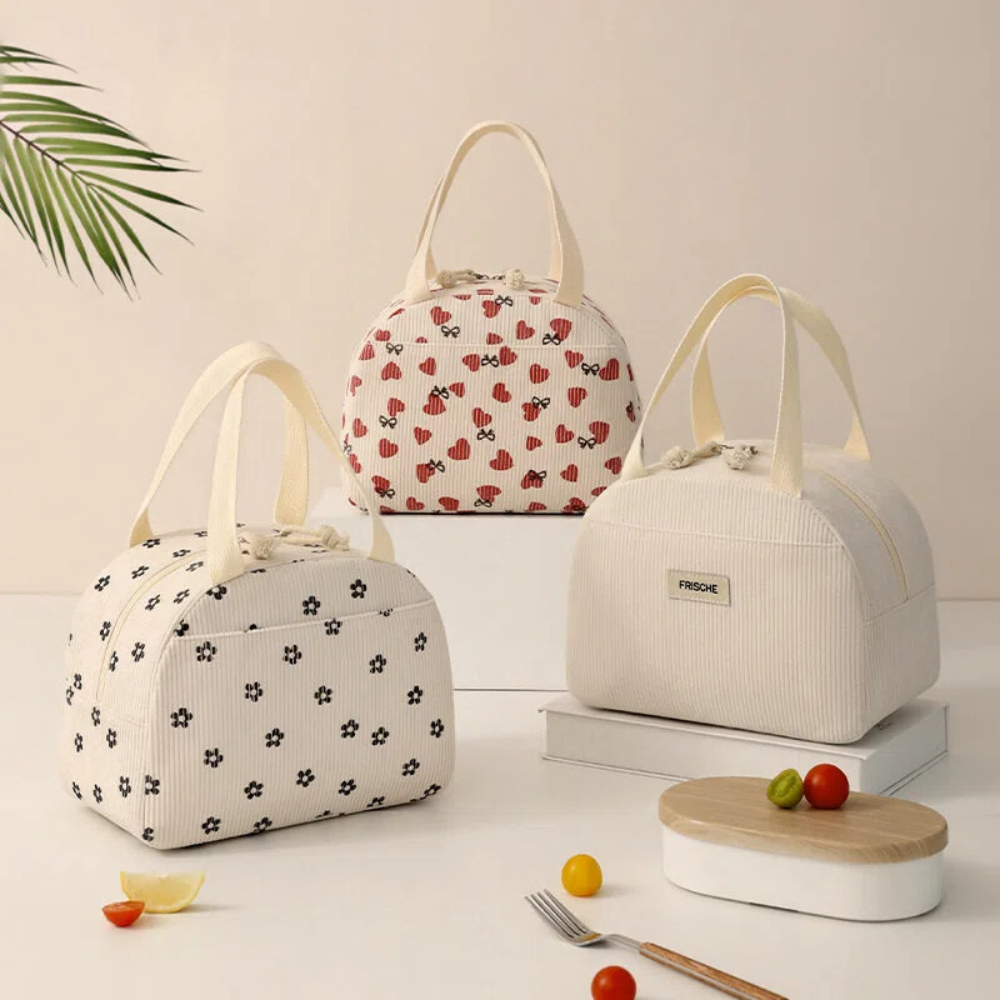 【A&R】韓系燈芯絨保溫保冷手提便當袋 小款任選, , large