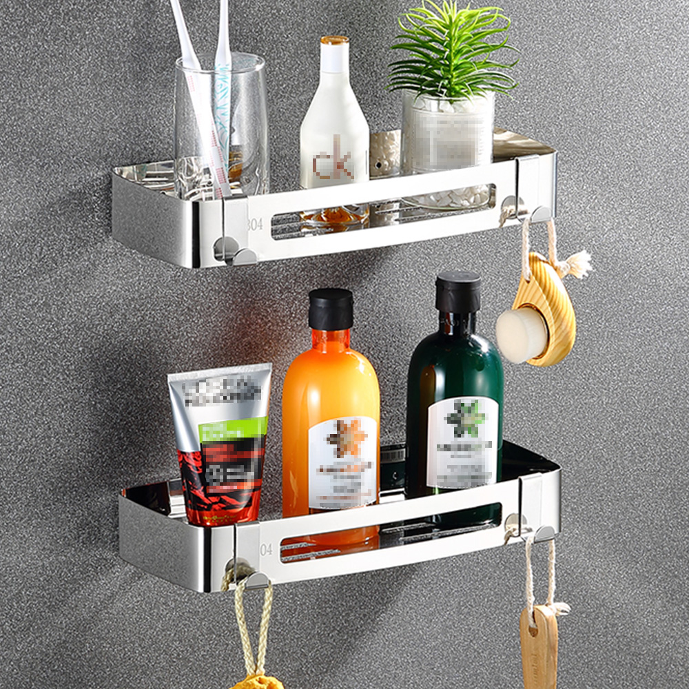 【G+居家】2組304不鏽鋼銀貼長方型層架(方形架/廚房瓶罐架/組屋無痕瀝水架/免打孔層架/免鑽孔衛浴架), , large