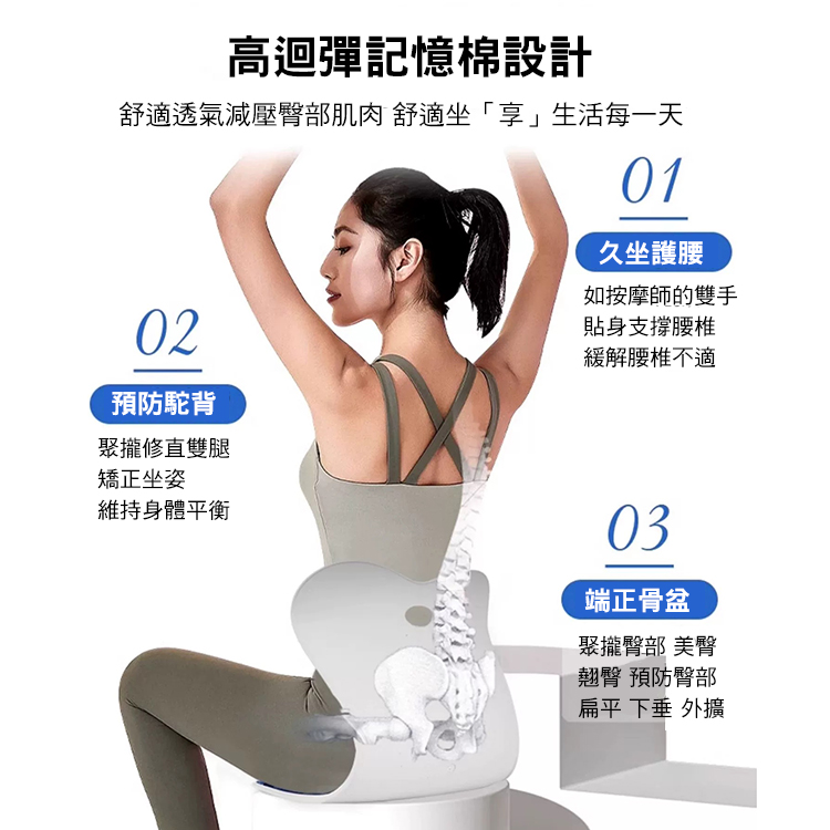 【心安購物】神膚奇肌護脊矯姿靠背椅加大加厚正脊坐墊-黑, , large