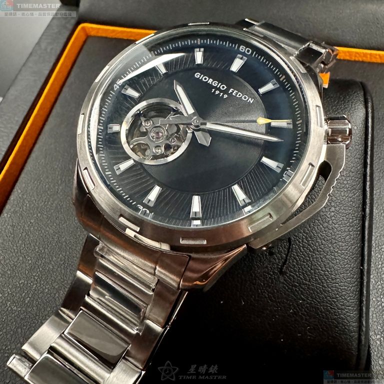 [星晴錶業]GiorgioFedon1919手錶,42mm,GF00130黑色錶面銀錶殼銀色精鋼錶帶款, , large