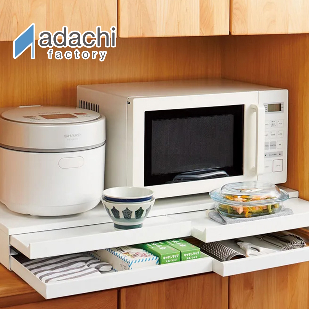 【adachi】日本製廚房電器多功能收納雙層抽屜式工作台80cm(可延伸廚房作業空間), , large