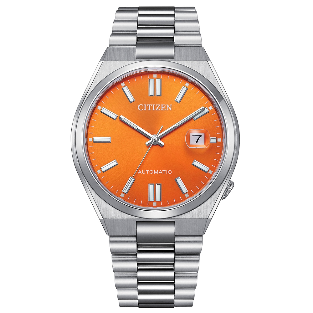 CITIZEN 星辰 限量香橙色中性手錶 青春撞色機械錶 NJ0151-88Z, , large