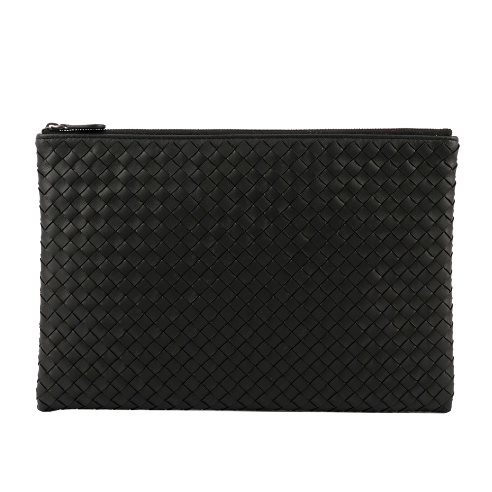 BOTTEGA VENETA 編織羊皮大款手拿包/收納/黑色, , large
