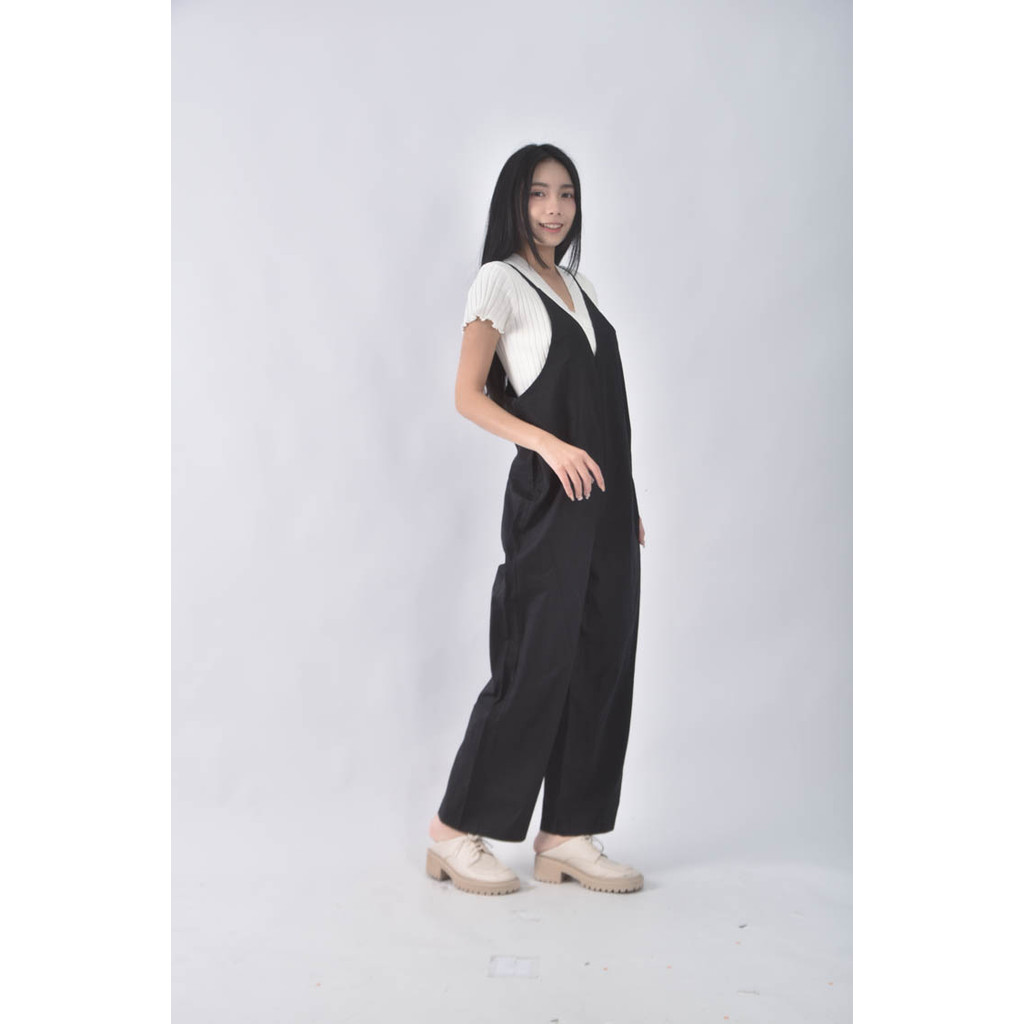 (4XL（含）以上) aiyishangfushi吊帶寬鬆黑色長褲二手衣, , large