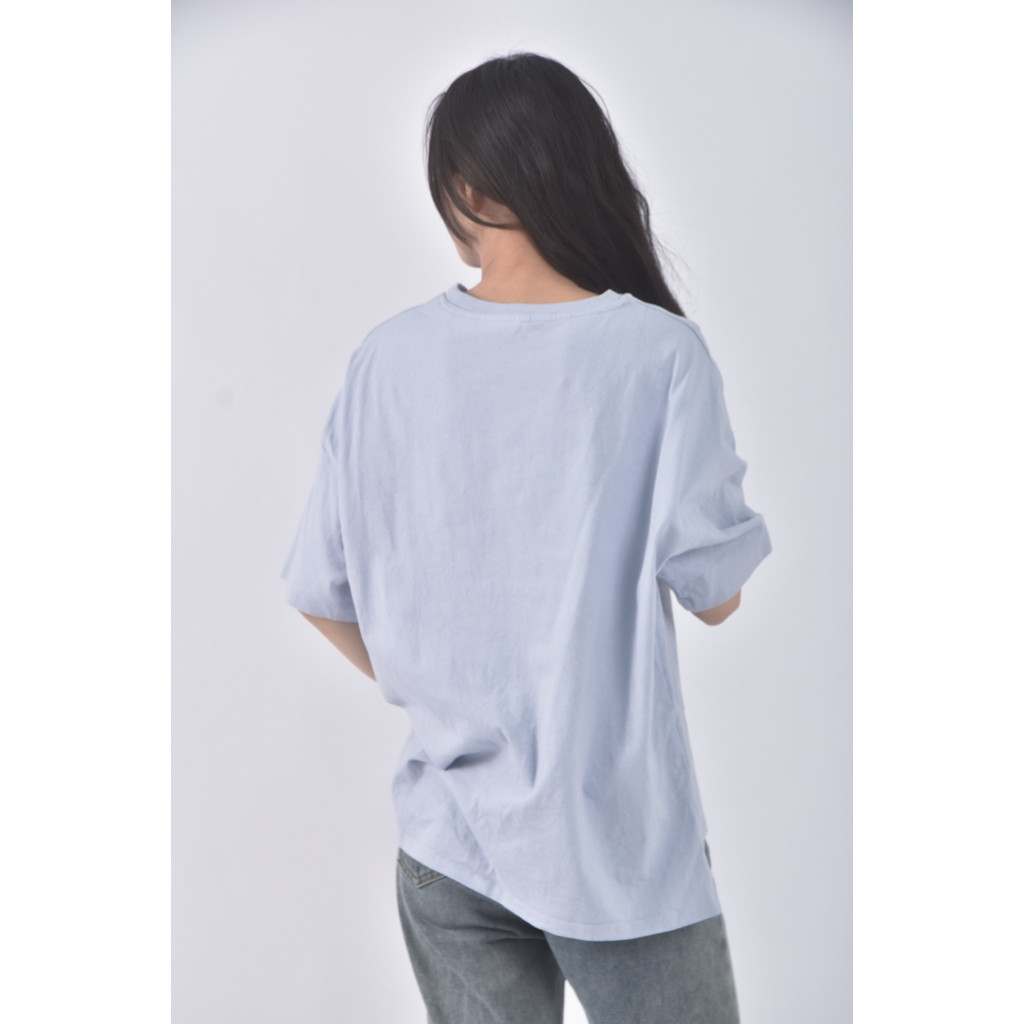 (XL) lupilien質感圓領藍色短袖上衣二手衣, , large