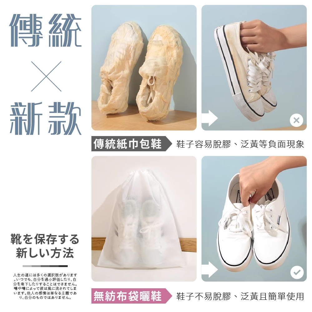 [夢巴黎]  防塵收納袋 10入組 鞋子收納袋 防塵袋 防塵套 鞋袋 鞋套 束口袋 鞋子收納 拋棄式鞋套 收納袋 旅行收納袋 旅遊必備, , large