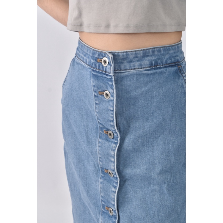 (M) uniqlo丹寧牛仔質感棉質藍色長裙二手衣, , large