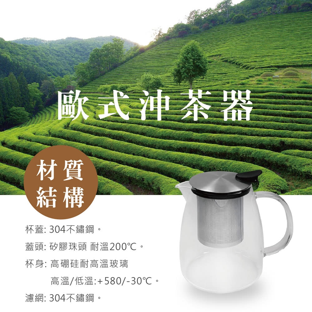 【美國Mother Goose鵝媽媽】580度超耐高溫 大容量玻璃歐式沖茶壺 1350ml, , large