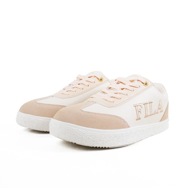 Kixpress-Fila Emblem 女 德訓鞋 休閒鞋 板鞋 皮革 麂皮 透氣 舒適 奶茶 [5-C942Y-778], , large