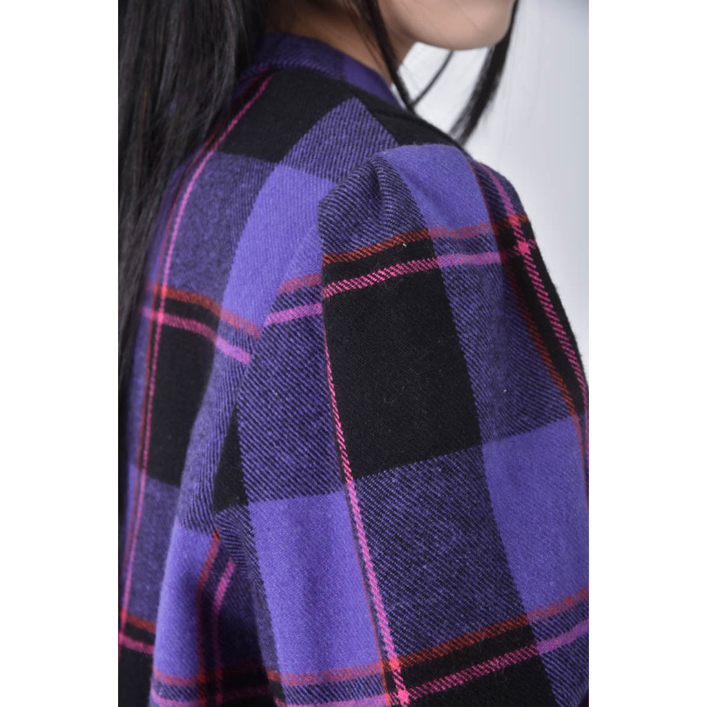 (S) 格紋藍色長袖上衣二手衣, , large