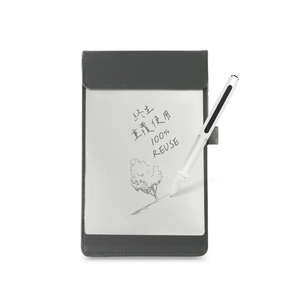 【Green Board】A5磁性電紙板 MTA5進階收納組(電紙板+手寫筆+皮革夾) MIT雙專利設計 0.5mm超薄軟性電子紙 局部清除手寫板