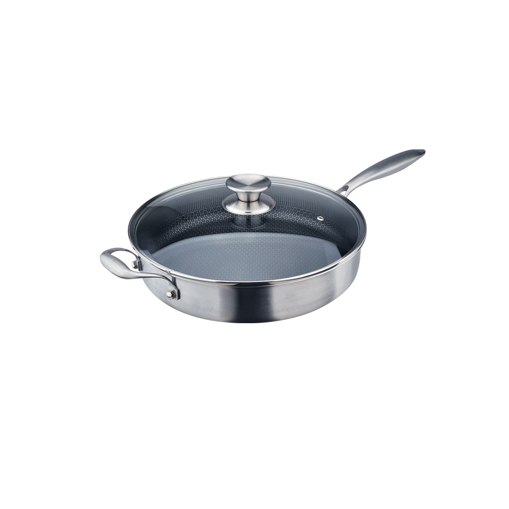 CLARE 可蕾爾 典鑽316不鏽鋼不沾平底鍋蜂巢塗層不沾鍋 附蓋30cm-Leidea樂德兒, , large