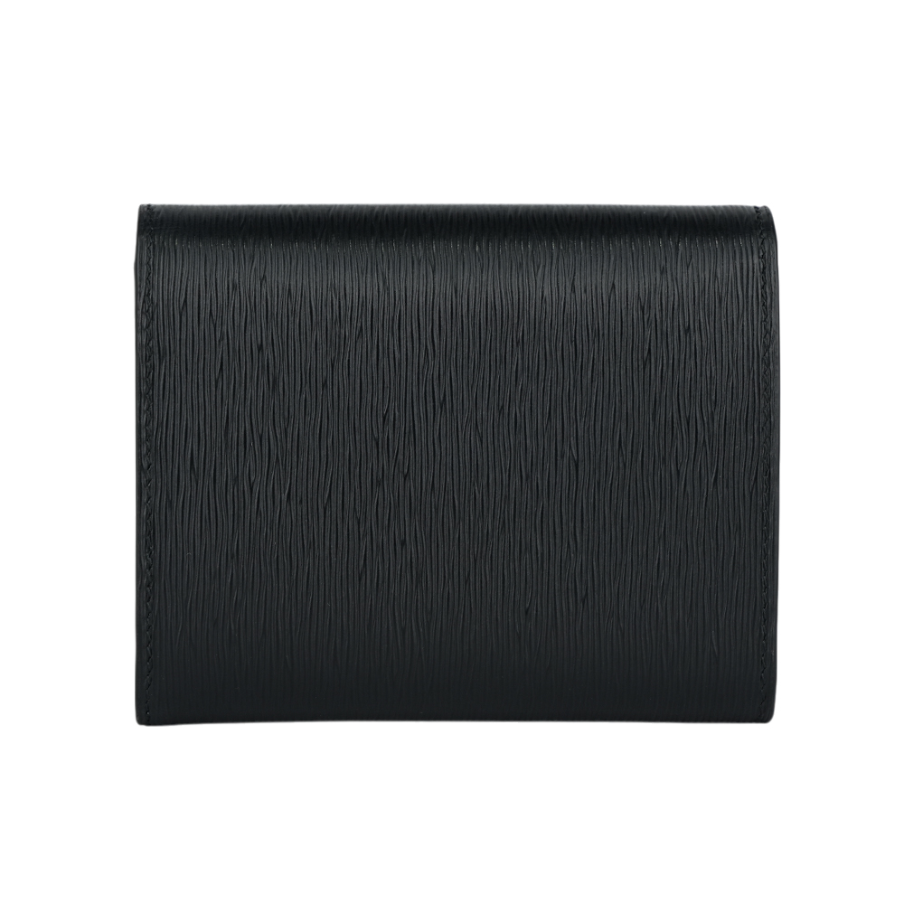 PRADA 三角牌Logo 水波紋皮革暗釦三折短夾/黑色, , large