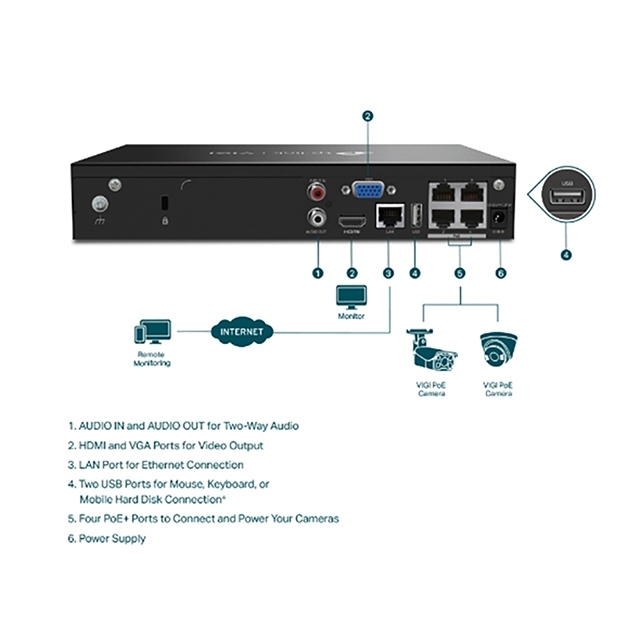 TP-LINK 昌運監視器 VIGI NVR1004H-4P 4路 網路監控主機 + WD PRO 10TB監控專用硬碟, , large