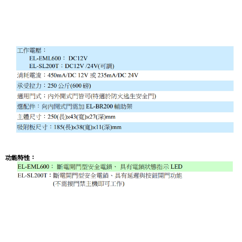 昌運監視器 EL-EML600 電磁鎖 內外開式門皆可 適於防火逃生安全門, , large