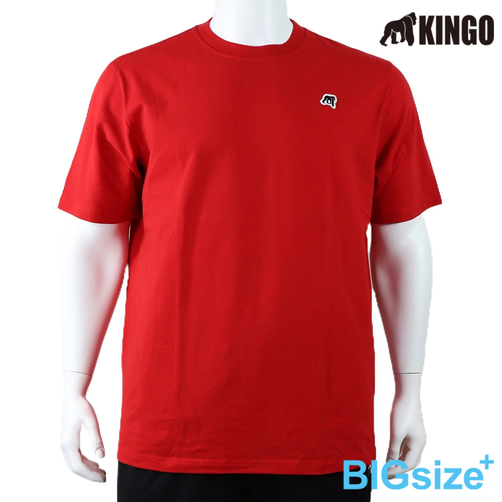 KINGO-大尺碼-男款 圓領T恤-大紅-513113, , large