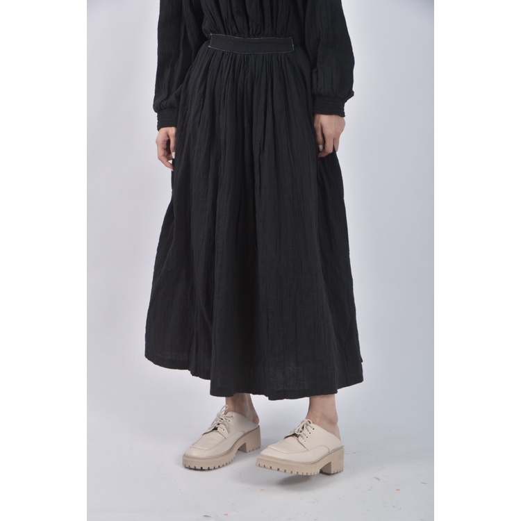 (S) wooden clothes抓皺傘擺黑色洋裝二手衣, , large