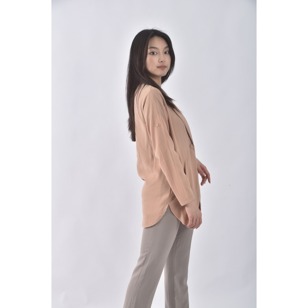 (S) i moda翻領排扣橘色外套二手衣, , large