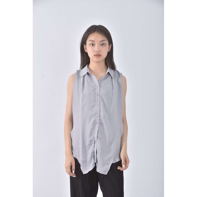 (S) a lady質感無袖藍色上衣二手衣, , large