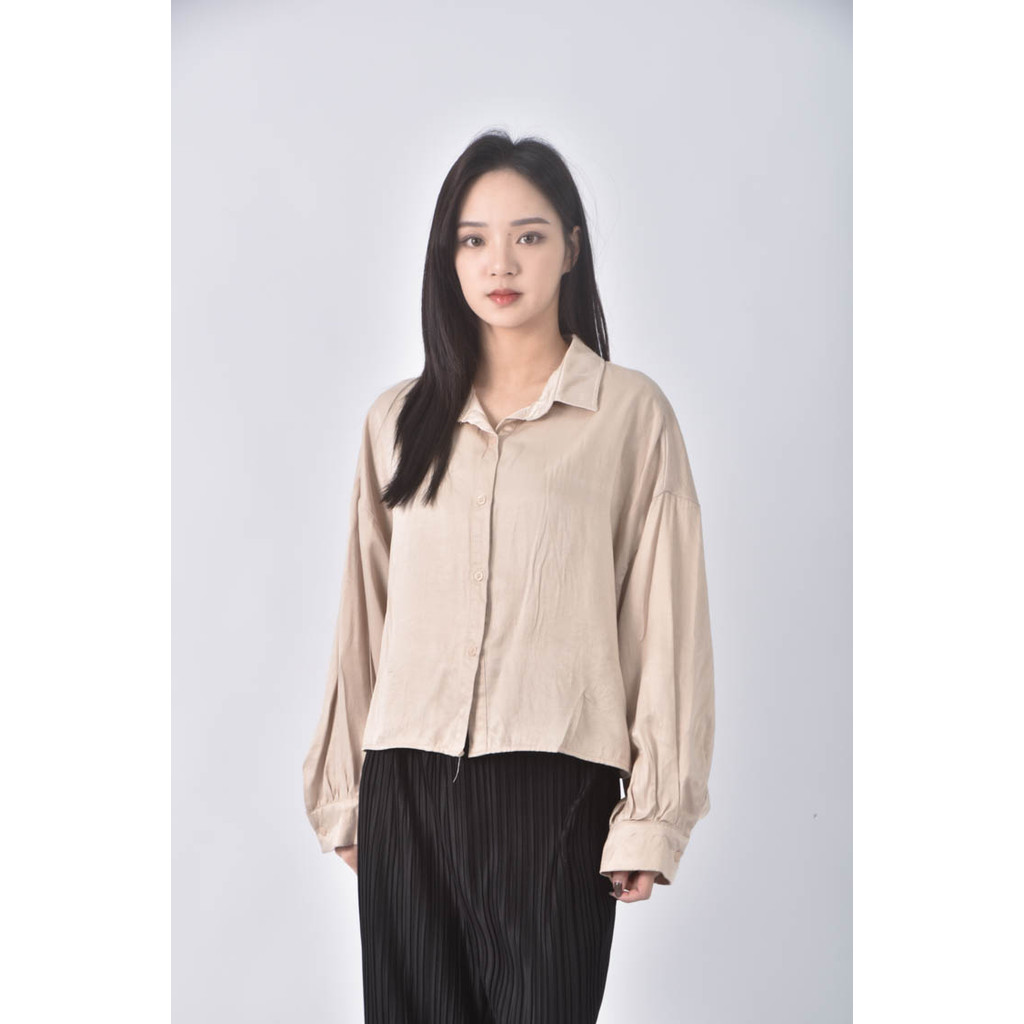 (L) 【董仔私服】kimikimi棉質杏色長袖上衣二手衣, , large