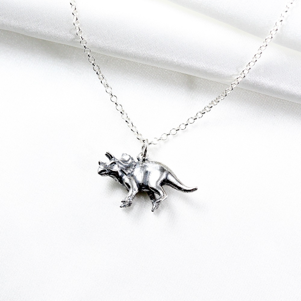 【Angel & Me】3D Dinosaur Triceratops s925 sterling silver necklace birthday gift, , large