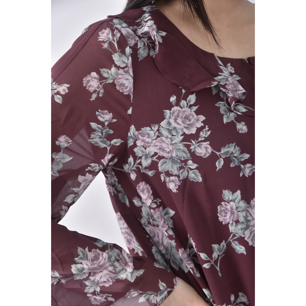 (M) 0918花朵紅色長袖上衣二手衣, , large