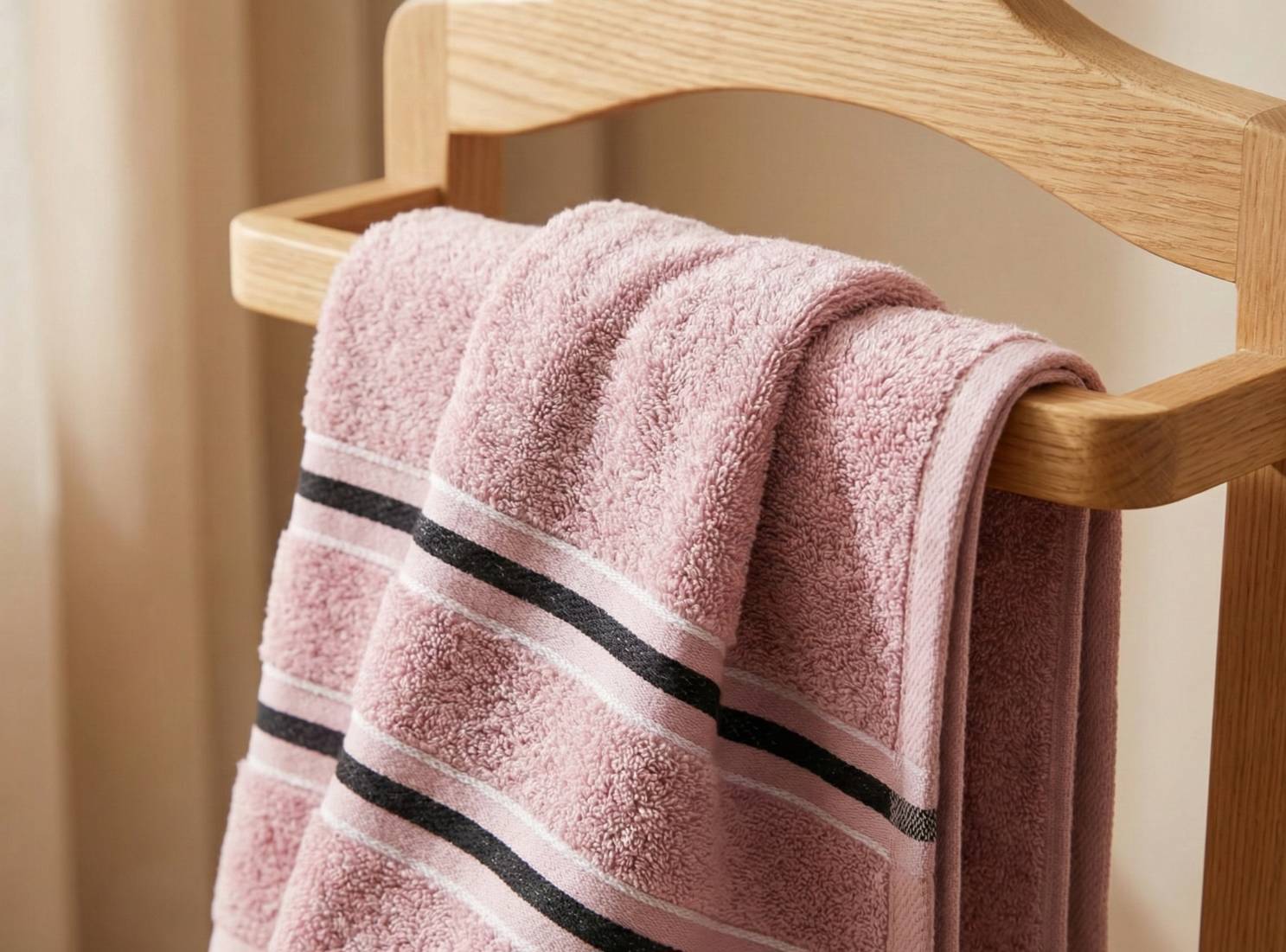 [Kaimei Cotton] Randomly excellent MIT made in Taiwan dark black edge striped bath towel top 12 taels super thick pure cotton satin design, , large