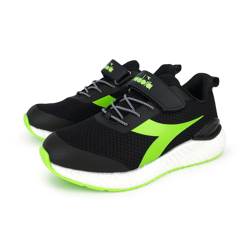 DIADORA迪亞多那 創新彈力科技大童鞋 童運動鞋 童鞋 魔鬼氈 透氣 保護後跟 緩震 止滑 藍白 黑綠 梅紅 藍粉, , large