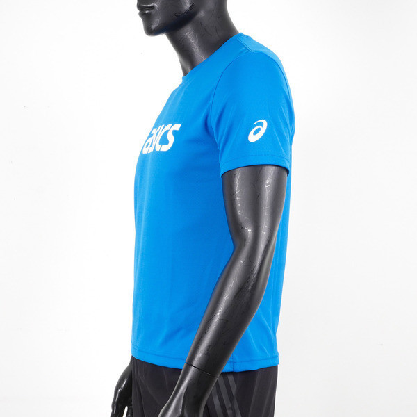 Asics 男女 短袖 T恤 運動 透氣 吸濕 快乾 抗UV 台灣製 延續 藍 [K31415-43], , large