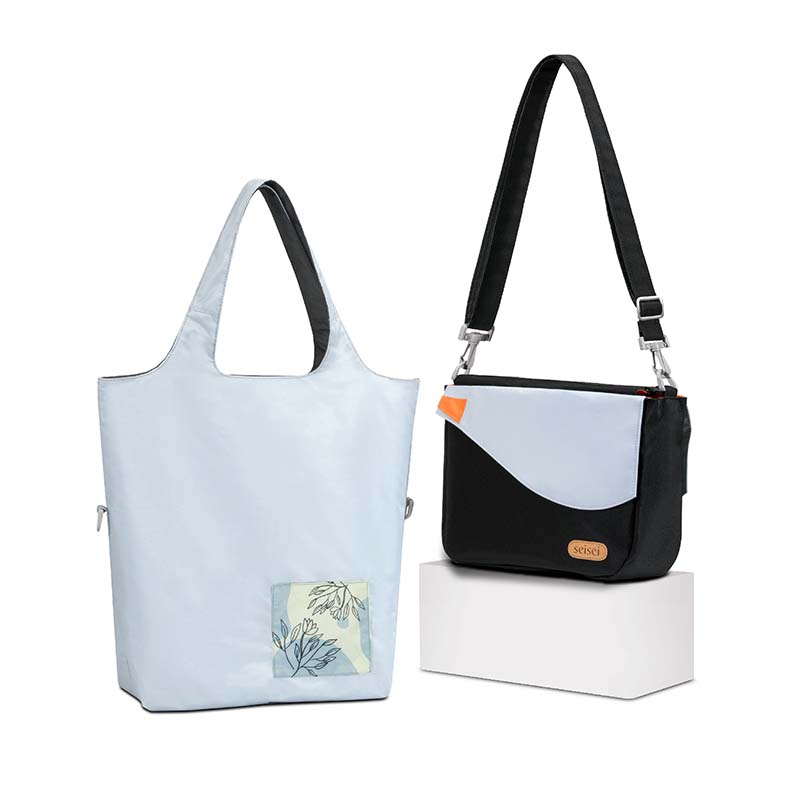 【seisei】遛遛包/斜背+托特二包合一_再生寶特瓶環保防水布/雲石灰, , large