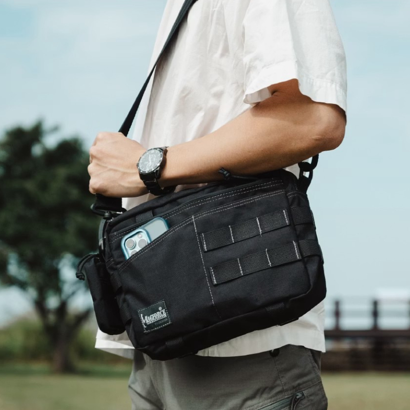 【MAGFORCE】馬蓋先大方側背包  【500D尼龍-黑】戰術背包 登山背包 單肩包 附零錢包 #A0346, , large