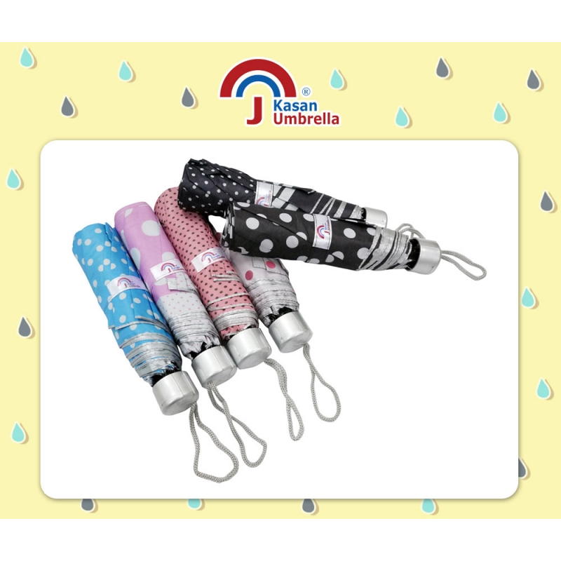 8K tri-fold silver flower folding umbrella polka dots Color selectable red/pink white/pink/aqua blue/dark blue/black windproof and anti-ultraviolet light for easy storage, , large