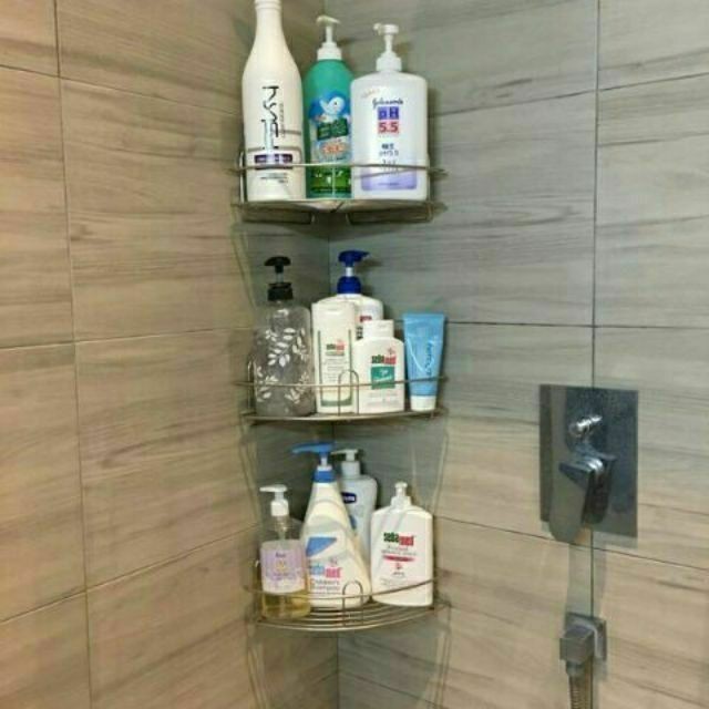 [熊好貼國際]扇形置物架 免運(SGS認證304不鏽鋼) 角落架 凹凸粗糙牆面皆可貼(超黏貼)浴室收納 無痕掛勾掛鉤, , large