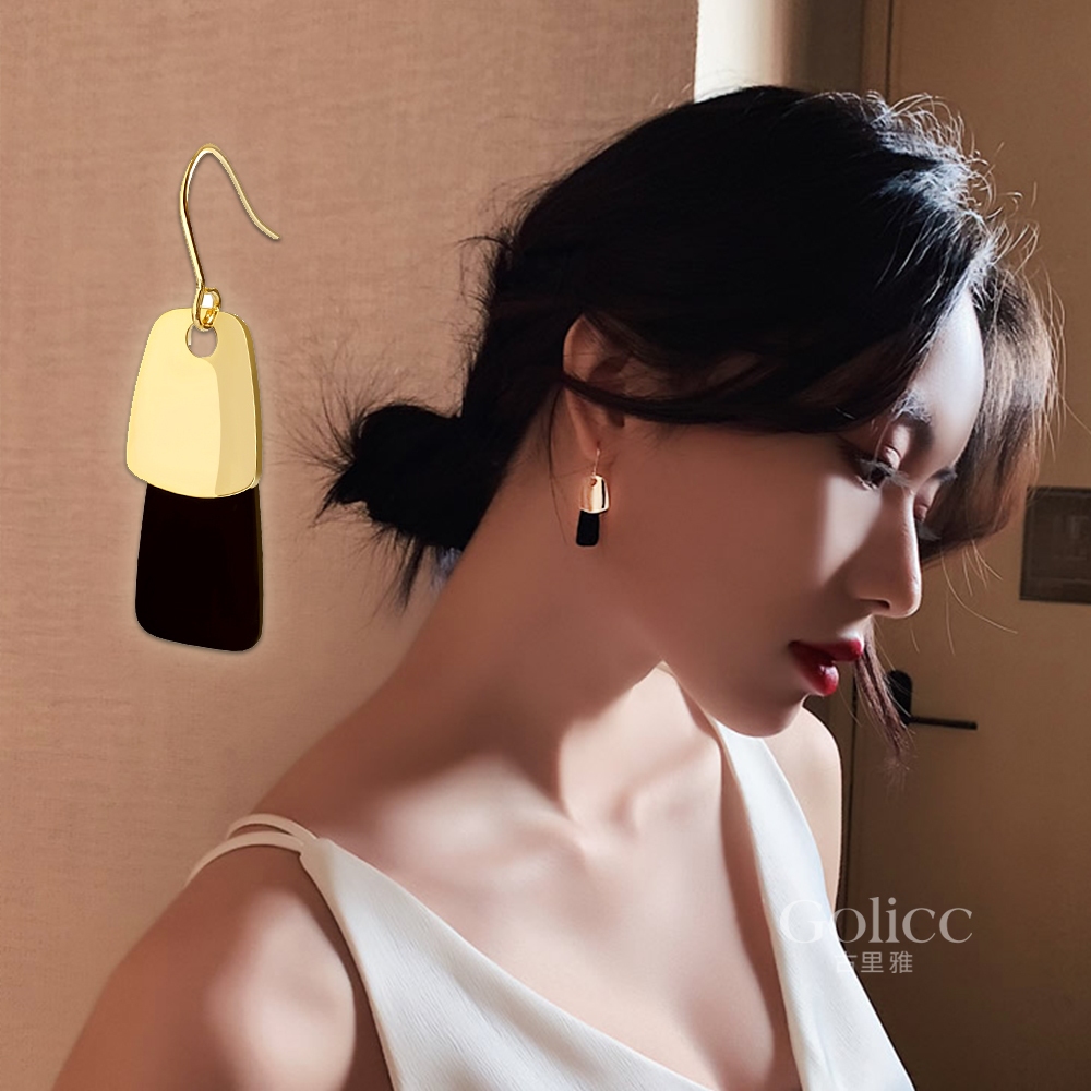 【Gulicc】古莉可 耳環  黑金撞色 耳環