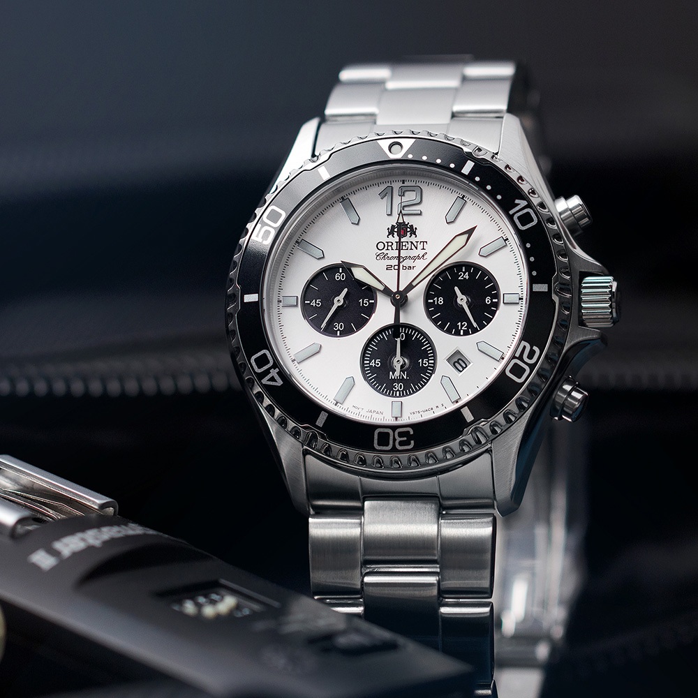 ORIENT 東方錶 Sports 熊貓錶 潛水風格太陽能三眼計時手錶-42.8mm RA-TX0203S, , large