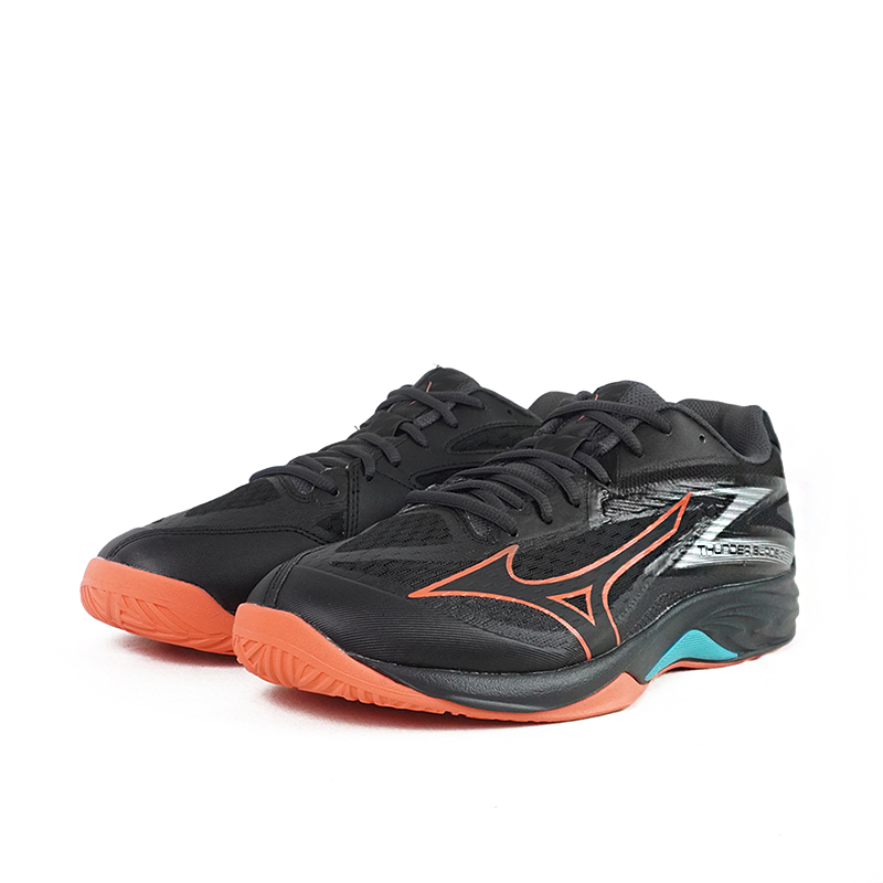 [KIXPRESS]Mizuno Thunder Blade 男女 排球鞋 寬楦 室內運動 穩定 包覆 黑 橘 [V1GA237006], , large
