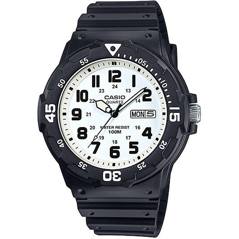 CASIO 卡西歐 DIVER LOOK 潛水運動風手錶-黑x白 MRW-200H-7BV
