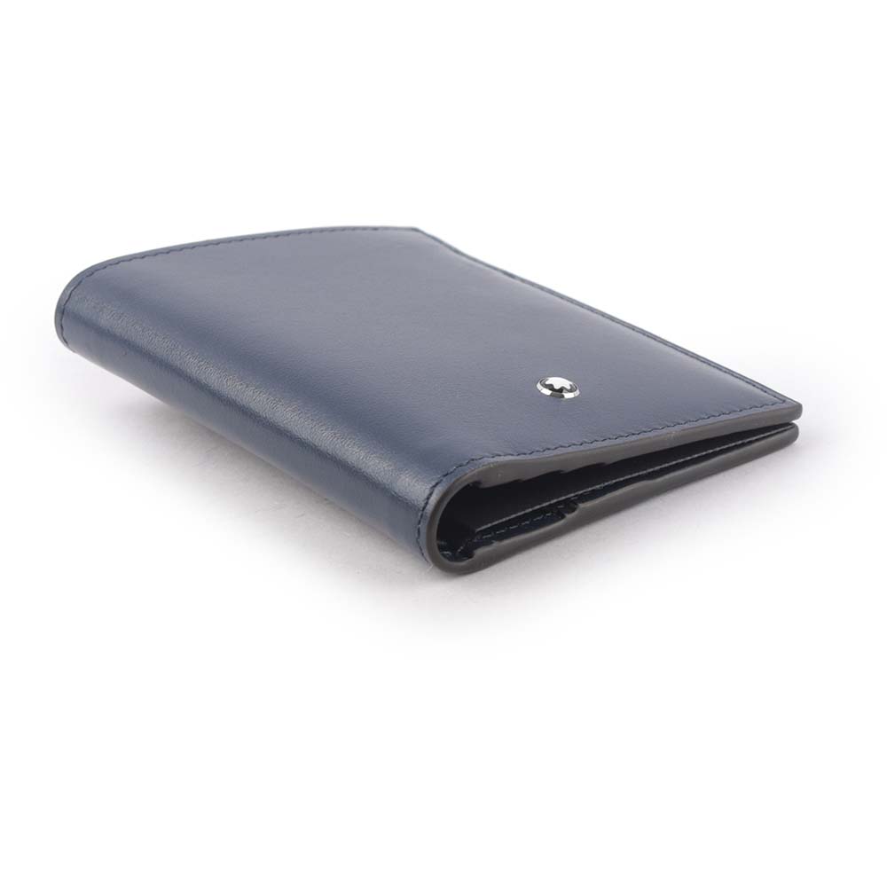 Montblanc 萬寶龍 Meisterstuck 大班系列牛皮對開6卡迷你短夾/墨藍色, , large