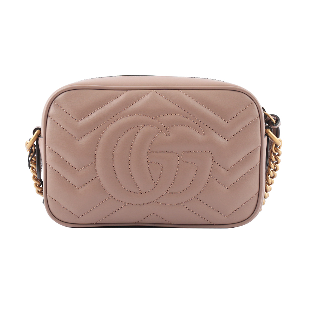 GUCCI Marmont mini款方型側背鍊包/藕粉, , large