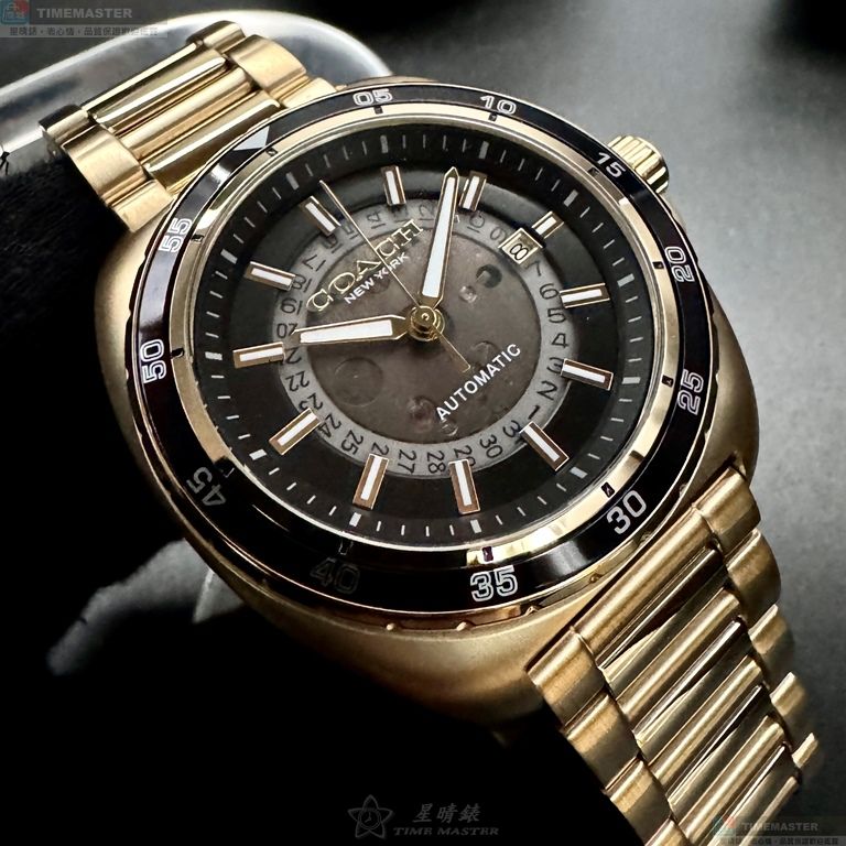 [星晴錶業]COACH手錶,46mm,CH00217雙面機械鏤空錶面金色錶殼金色精鋼錶帶款, , large