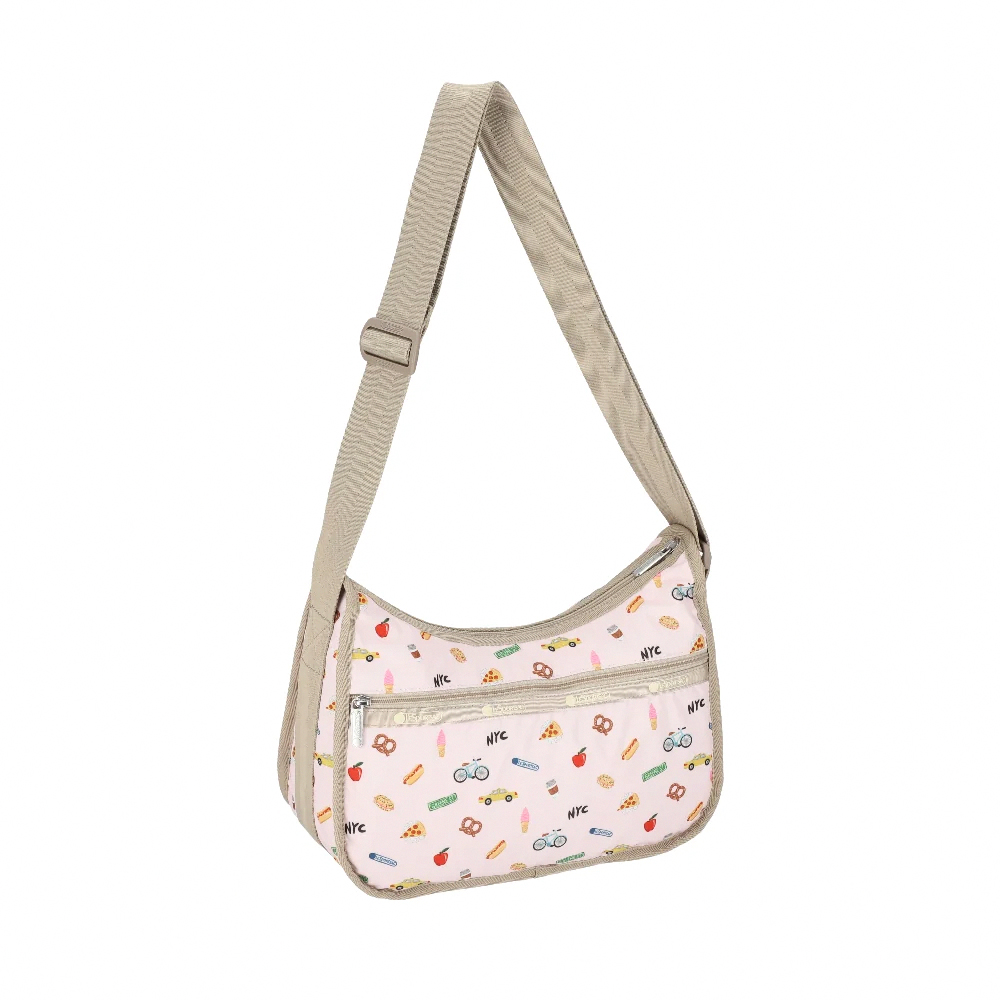 【複製】Lesportsac Classic Hobo 經典斜背包 側背包 旅用通勤包 送禮 禮物 推薦 女包(紐約城市插畫), , large