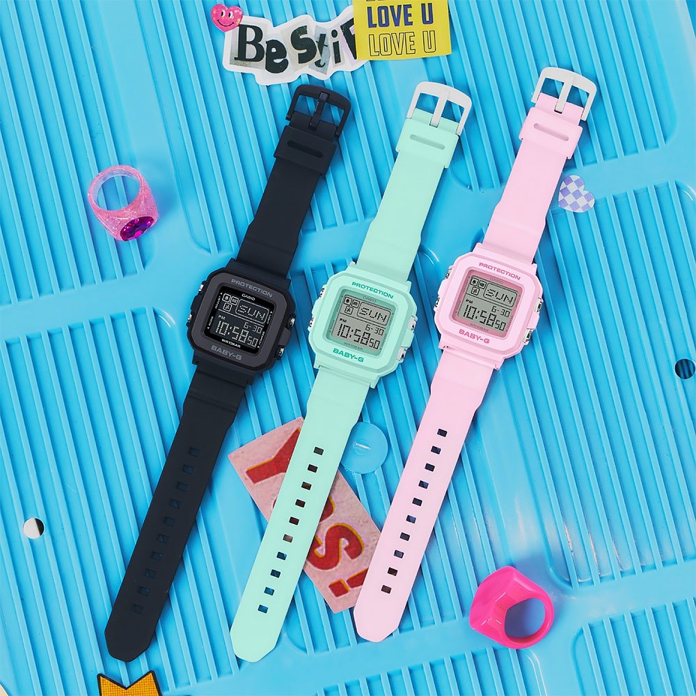 CASIO 卡西歐 BABY-G 單色像素動畫數位手錶-黑 BGD-10-1, , large