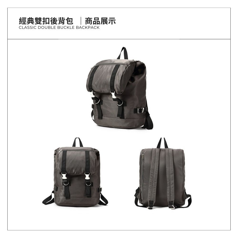【YUN Select】Classic double buckle backpack, , large